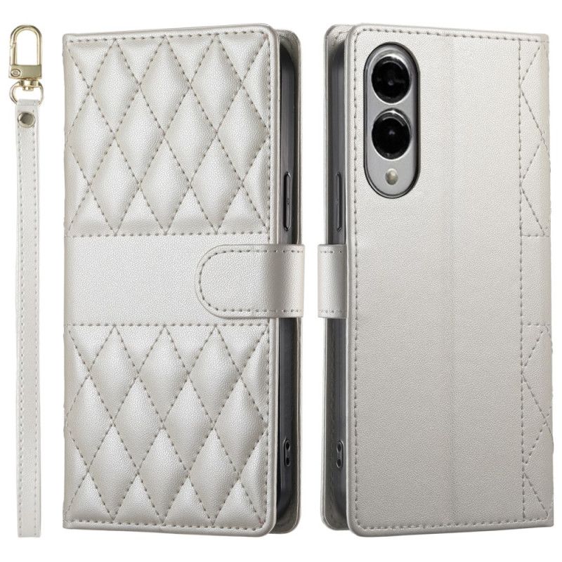 Kožený Kryt Samsung Galaxy S25 5g Edge Prošívané S Popruhem A Ramenním Popruhem