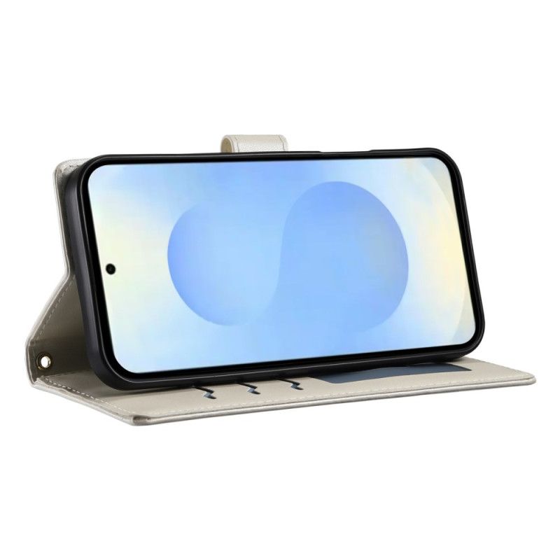 Kožený Kryt Samsung Galaxy S25 5g Edge Prošívané S Popruhem A Ramenním Popruhem