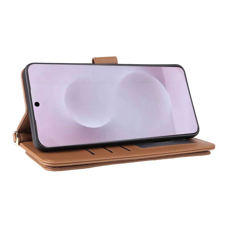 Kožený Kryt Samsung Galaxy S25 5g Edge Prošívané S Popruhem A Ramenním Popruhem