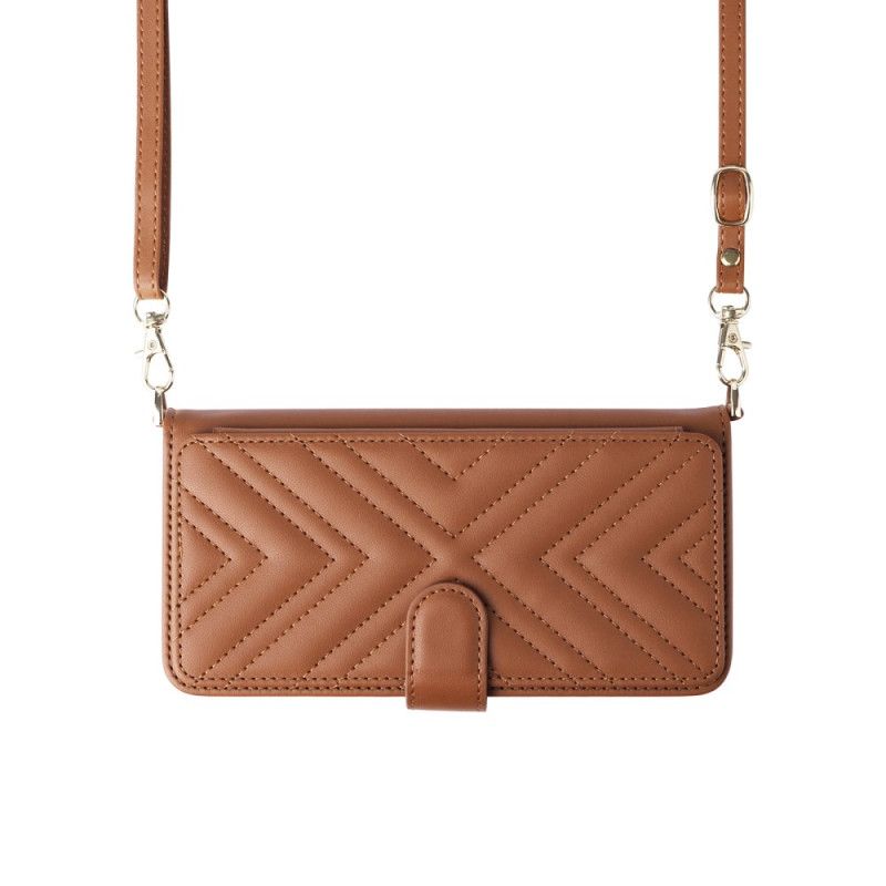 Kožený Kryt Samsung Galaxy S25 5g Edge Prošívané S Popruhem A Ramenním Popruhem