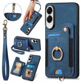 Kryt Samsung Galaxy S25 5g Edge Retro Držák Na Rfid Karty A Šňůrka