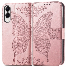 Peněženková Pouzdra Samsung Galaxy S25 5g Edge Kryty Na Mobil Barokní Motýl S Popruhem Na Zápěstí