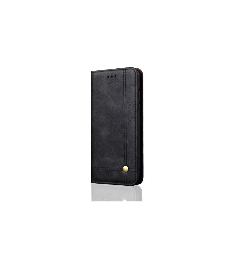 Kožené Pouzdro Na iPhone XR Držák Retro Čipové Karty