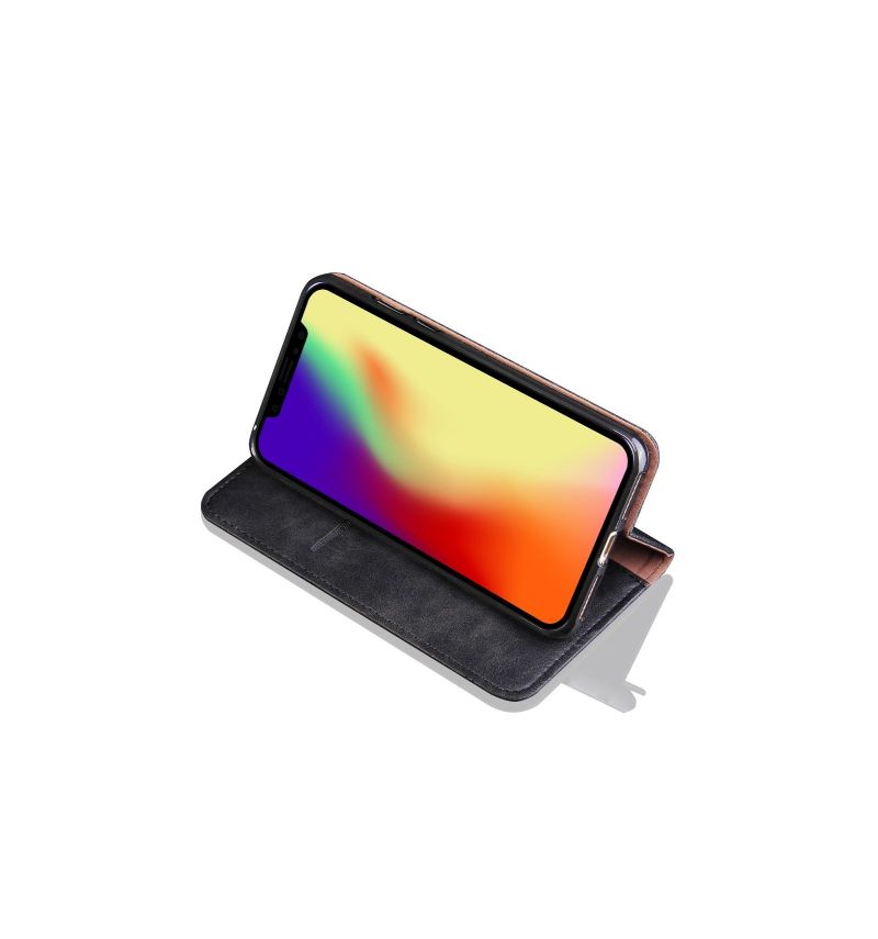 Kožené Pouzdro Na iPhone XR Držák Retro Čipové Karty