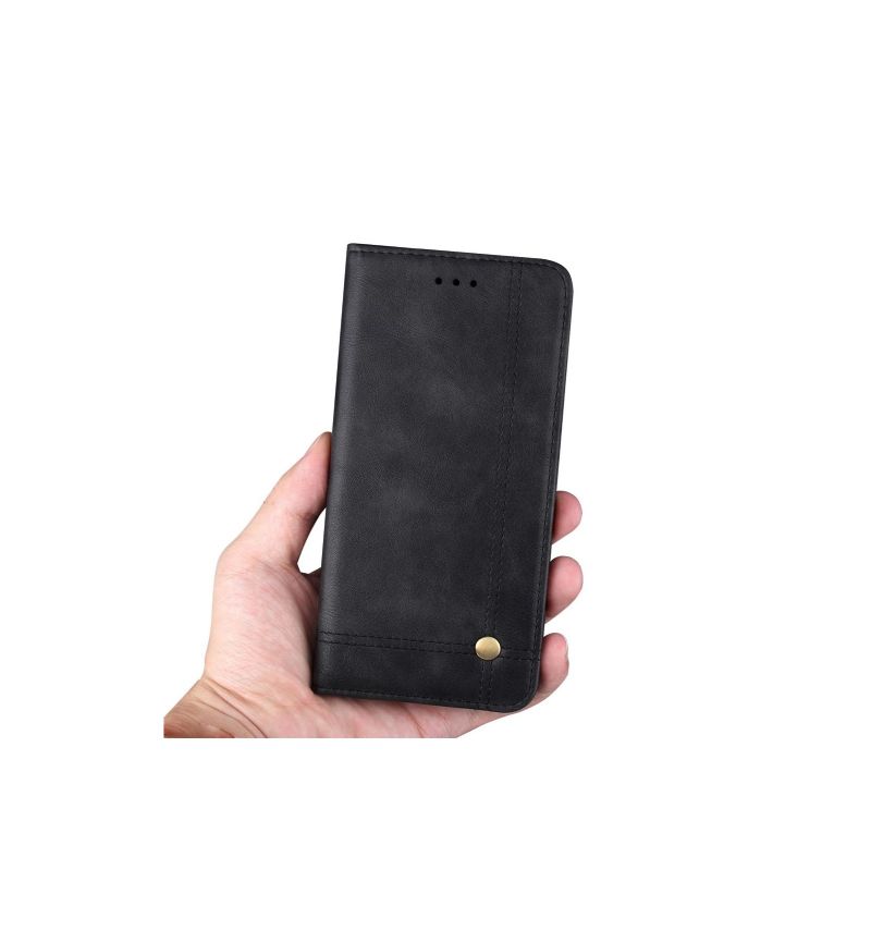 Kožené Pouzdro Na iPhone XR Držák Retro Čipové Karty
