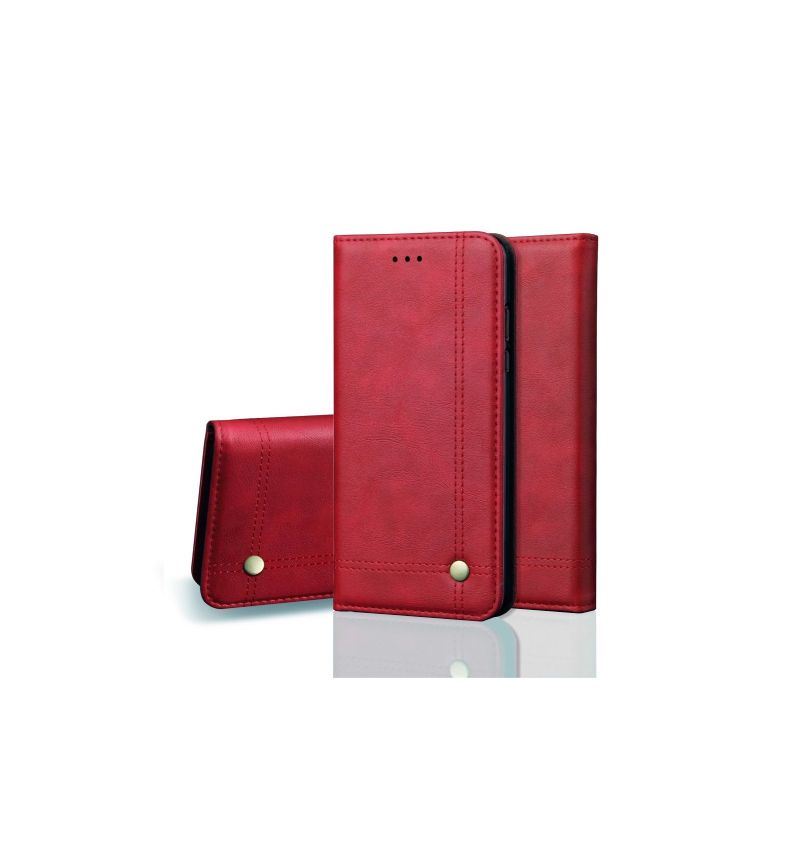 Kožené Pouzdro Na iPhone XR Držák Retro Čipové Karty