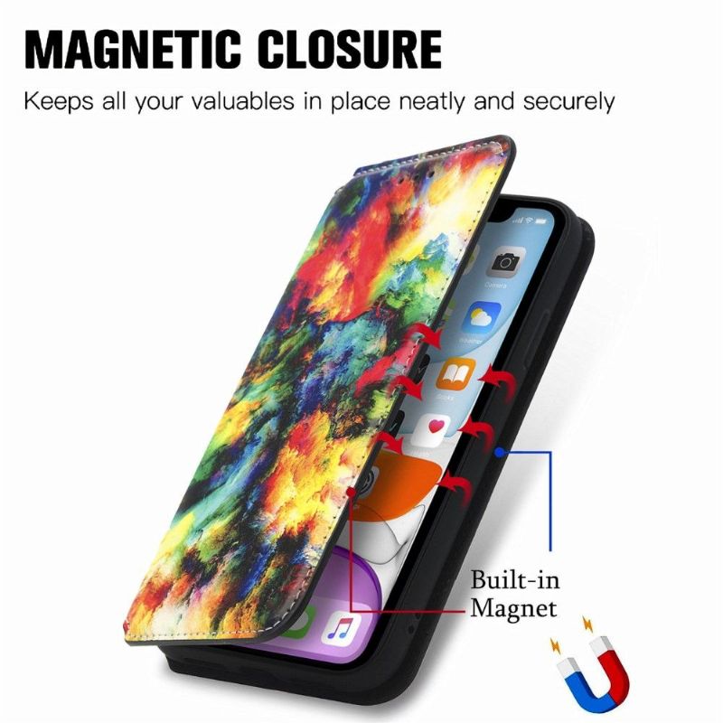 Kožené Pouzdro Na iPhone XR Duhový Oblak