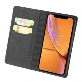 Kryty Na Mobil Na iPhone XR Flipové Pouzdro Efekt Tkaniny Držáku Karty