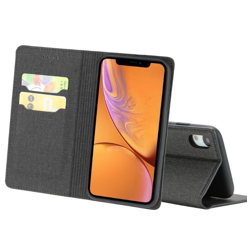 Kryty Na Mobil Na iPhone XR Flipové Pouzdro Efekt Tkaniny Držáku Karty