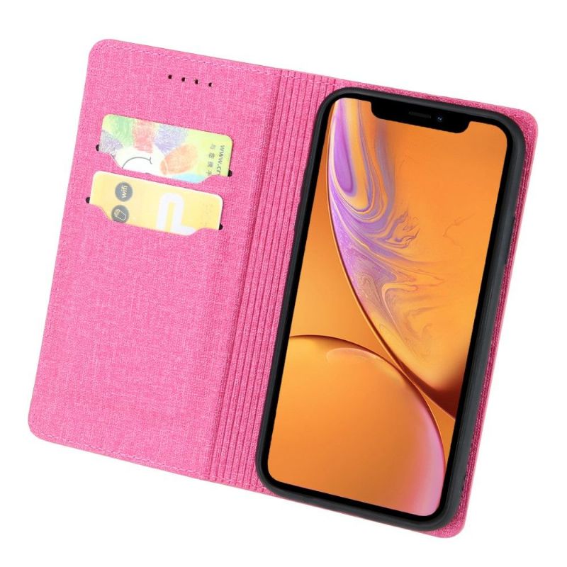 Kryty Na Mobil Na iPhone XR Flipové Pouzdro Efekt Tkaniny Držáku Karty
