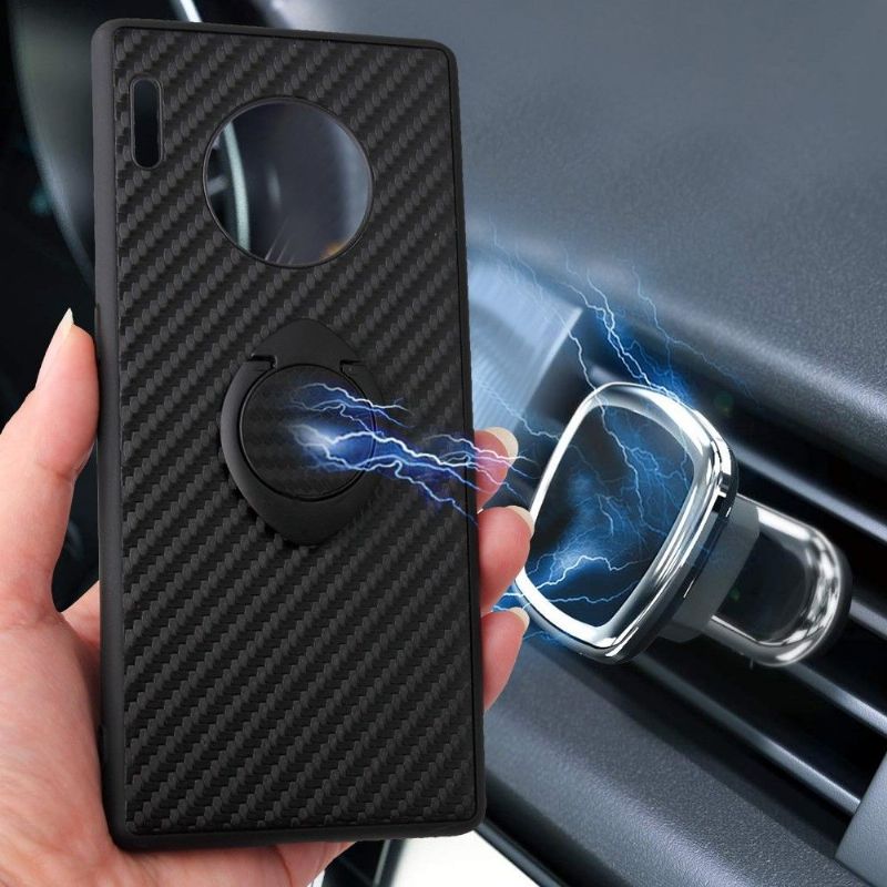 Kryt Na Huawei Mate 30 Pro Uhlíkové Vlákno S Magnetickým Držákem