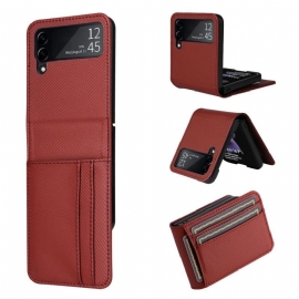 Kožené Pouzdro Folio Na Samsung Galaxy Z Flip 4 Flipové Pouzdro Kožený Efekt Retro Držák Karet