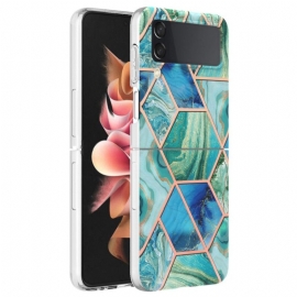 Kryt Na Samsung Galaxy Z Flip 4 Flipové Pouzdro Geometrický Mramor