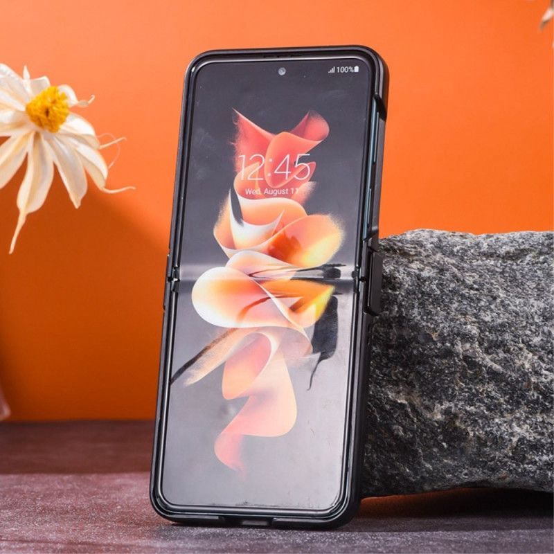 Kryt Na Samsung Galaxy Z Flip 4 Flipové Pouzdro Kožený Efekt S Pantem