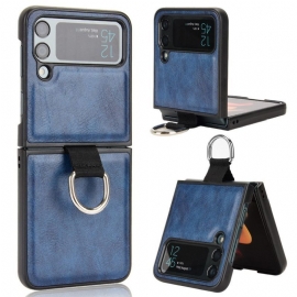 Kryt Na Samsung Galaxy Z Flip 4 Flipové Pouzdro Kožený Styl S Prstenem
