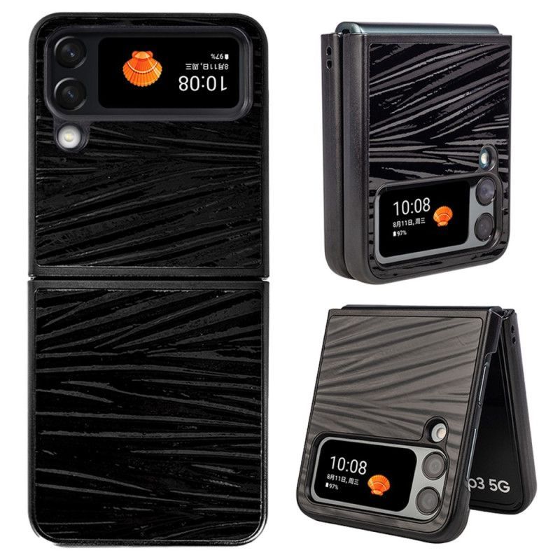Kryt Na Samsung Galaxy Z Flip 4 Flipové Pouzdro Vlnitá Textura Z Pravé Kůže