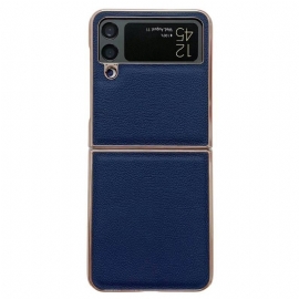 Kryt Na Samsung Galaxy Z Flip 4 Flipové Pouzdro Zlaté Okraje Z Pravé Kůže