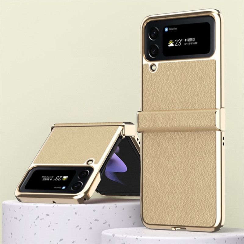 Kryty Na Mobil Na Samsung Galaxy Z Flip 4 Flipové Pouzdro Litchi Kožené Kovové Hrany