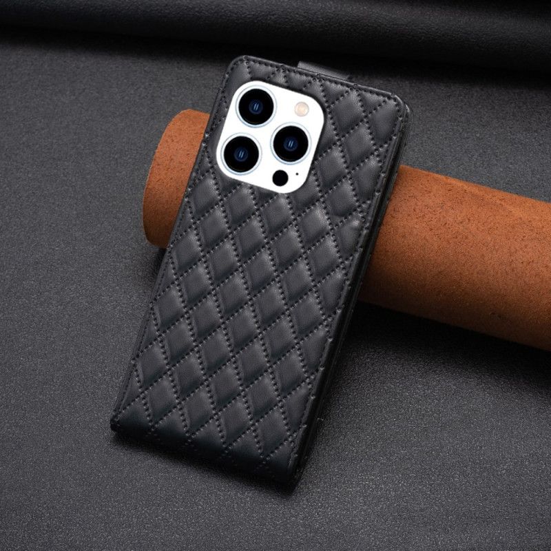 Kožené Pouzdro Folio iPhone 16 Pro Max Prošívaná Vertikální Chlopeň