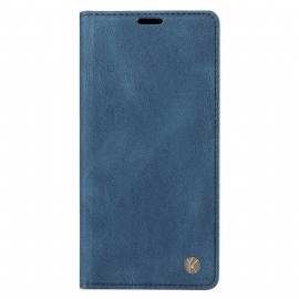 Kožené Pouzdro Folio Na iPhone 16 Pro Max Semišový Efekt Yikatu