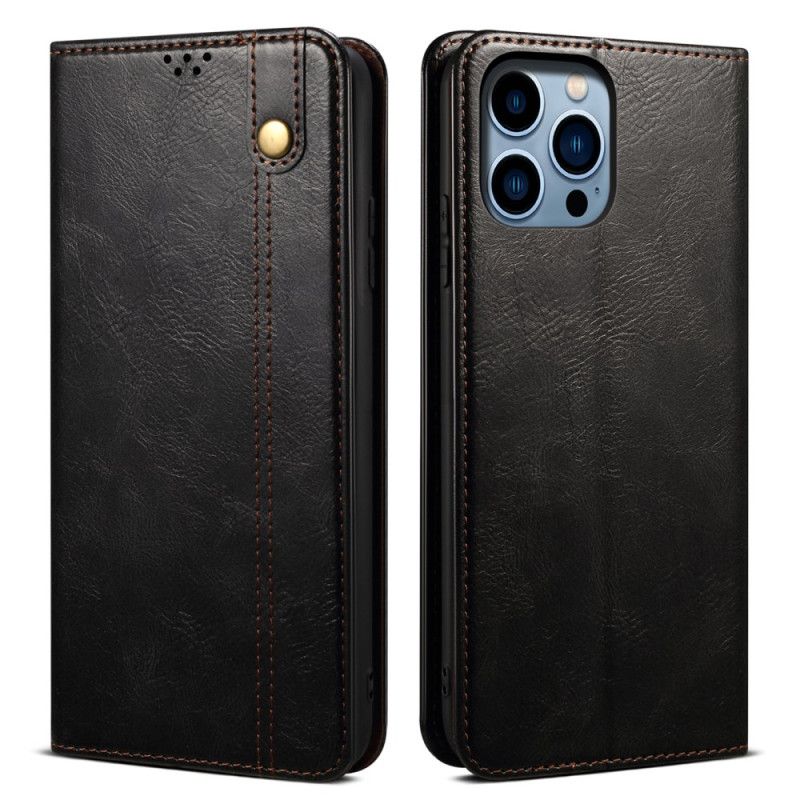Kožené Pouzdro iPhone 16 Pro Max Kryty Na Mobil Voskovaná Imitace Kůže