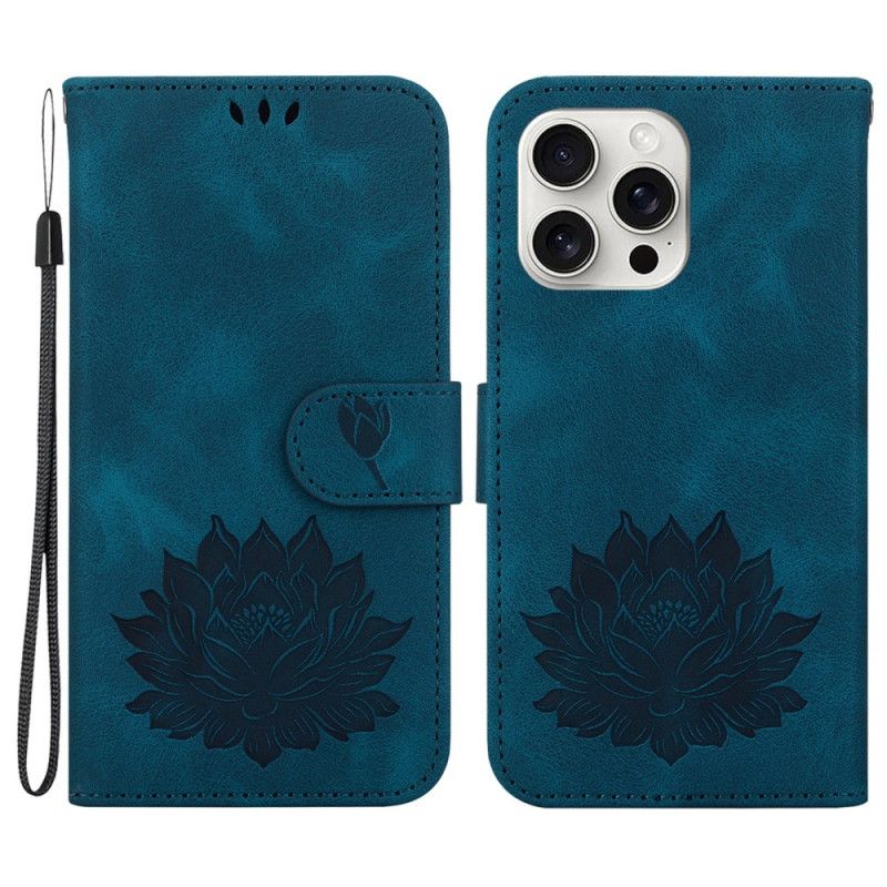 Kožený Kryt iPhone 16 Pro Max Lotosový Květ