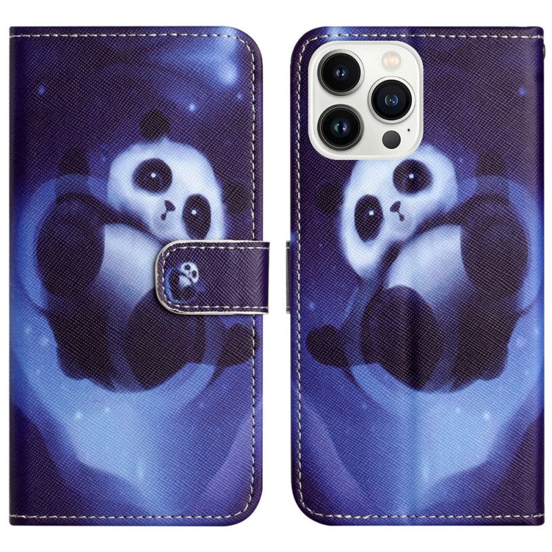 Kožený Kryt iPhone 16 Pro Max Popruh Space Panda