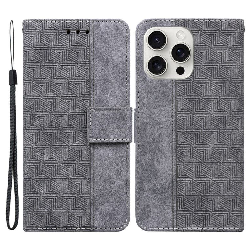 Kožený Kryt iPhone 16 Pro Max Vzor Tkaného Popruhu