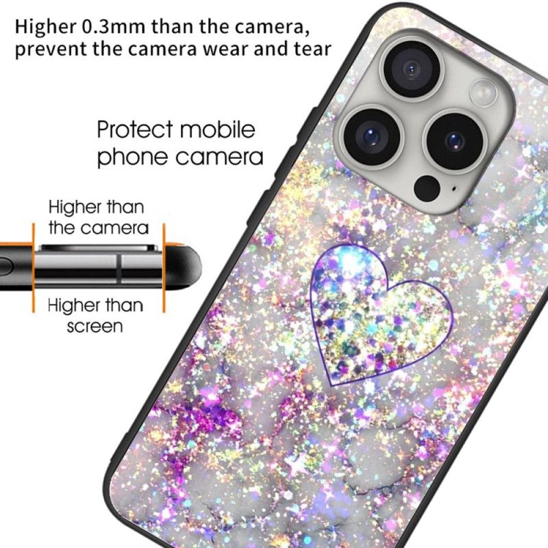 Kryt iPhone 16 Pro Max Lesklé Tvrzené Sklo Srdce