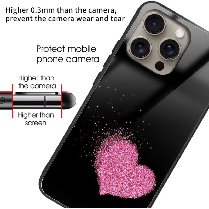 Kryt iPhone 16 Pro Max Tvrzené Sklo Růžové Srdce