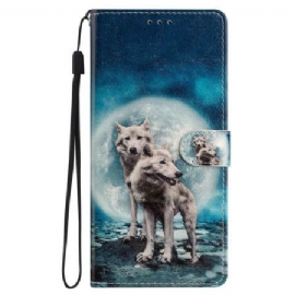 Peněženková Pouzdra iPhone 16 Pro Max Dva Vlci S Popruhy