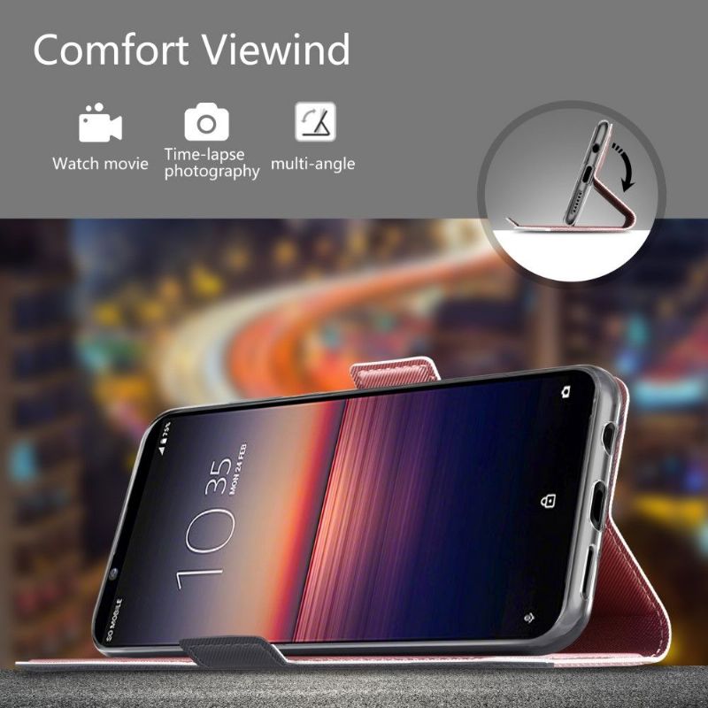 Flipové Pouzdro Na Sony Xperia 1 II Kůže Ve Stylu Victoria - Růžová