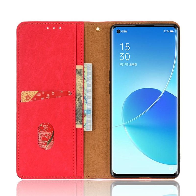 Flipové Pouzdro Na Oppo Reno 6 Pro 5G Kožené Pouzdro Retro Umělá Kůže