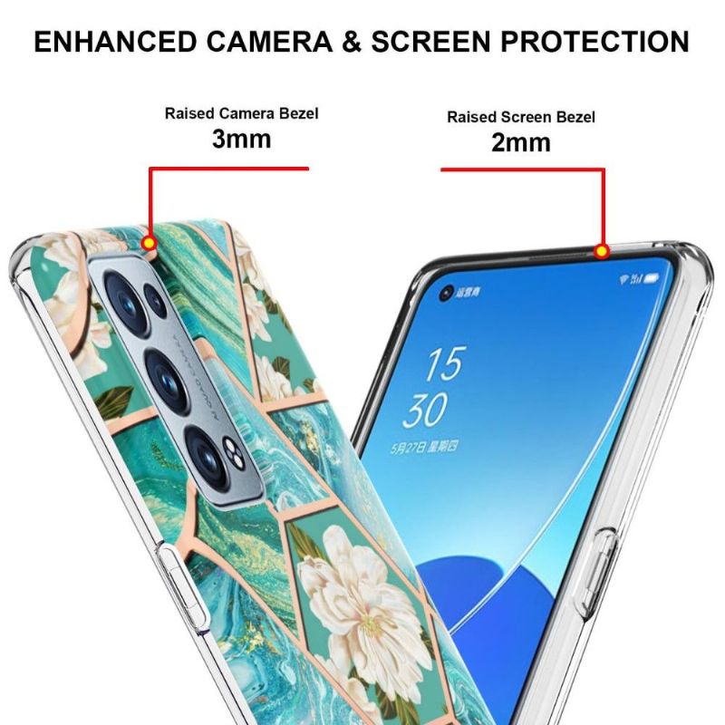 Kryt Na Oppo Reno 6 Pro 5G Mramor A Bílé Květy