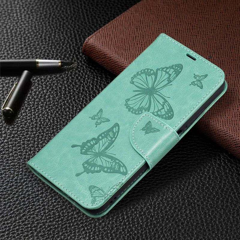 Flipové Pouzdro Na Xiaomi Redmi Note 10 5G Na Lana Butterflies Printed Strappy
