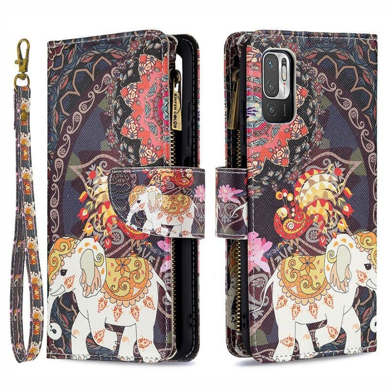 Flipové Pouzdro Na Xiaomi Redmi Note 10 5G Sloní Kapsa Na Zip