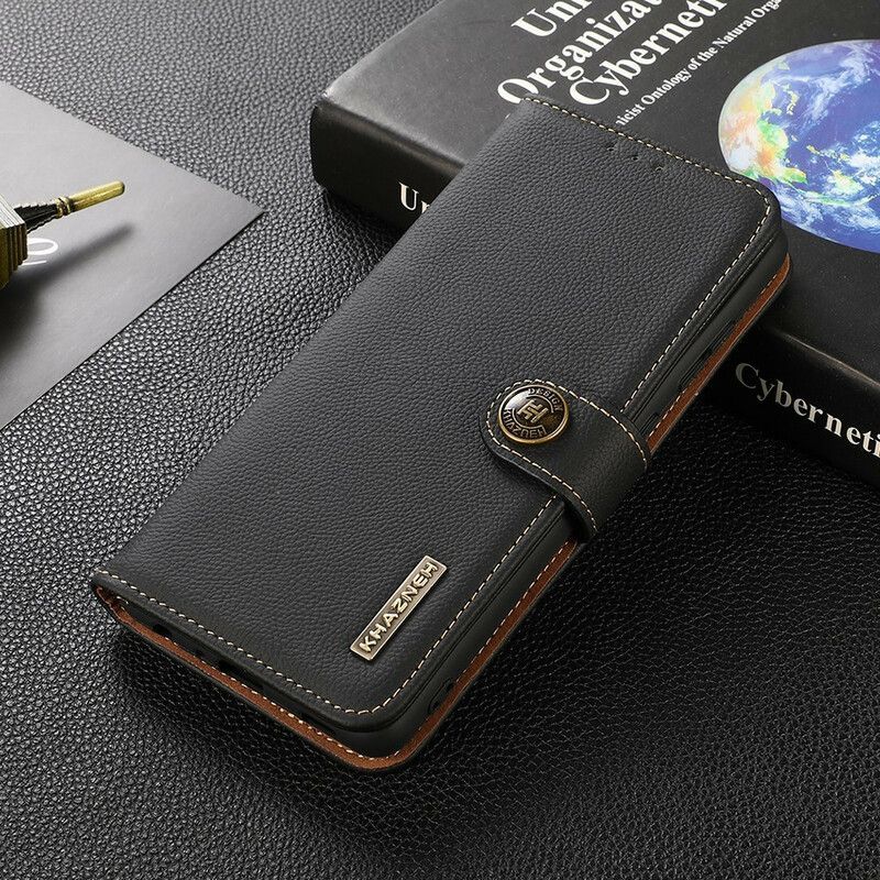 Kožené Pouzdro Na Xiaomi Redmi Note 10 5G Khazneh Rfid Pravá Kůže