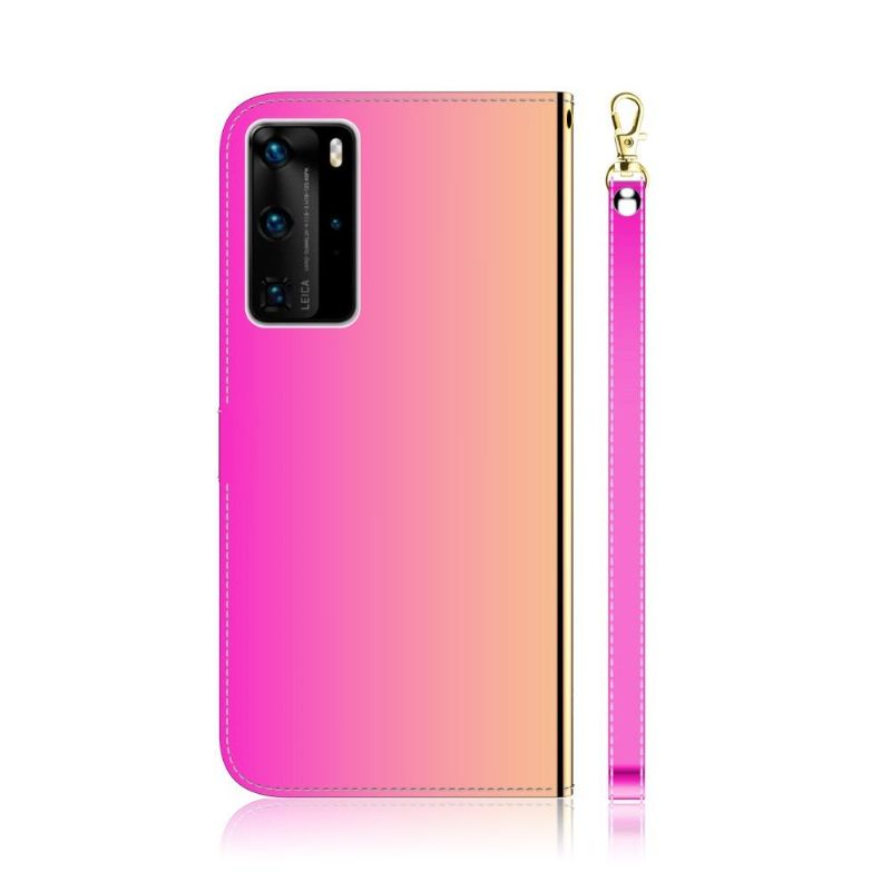 Flipové Pouzdro Na Huawei P40 Pro Zrcadlový Efekt Z Umělé Kůže – Růžová