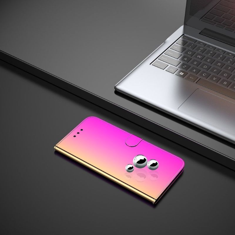 Flipové Pouzdro Na Huawei P40 Pro Zrcadlový Efekt Z Umělé Kůže – Růžová