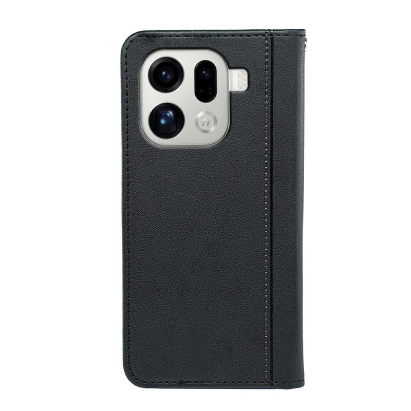 Kožené Pouzdro Folio Oppo Find X9 Pro 5g Ozdoba S Páskem