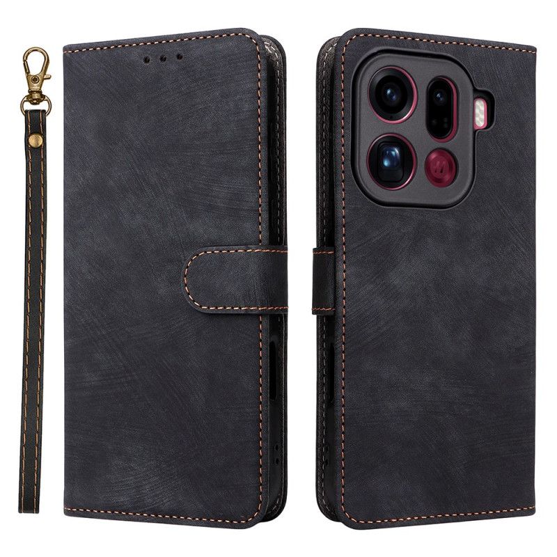 Kožený Kryt Oppo Find X9 Pro 5g Semišový Efekt S Ramínky