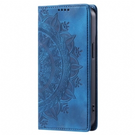 Kožené Pouzdro Folio Samsung Galaxy A16 5g Vzor Mandaly Se Semišovým Efektem