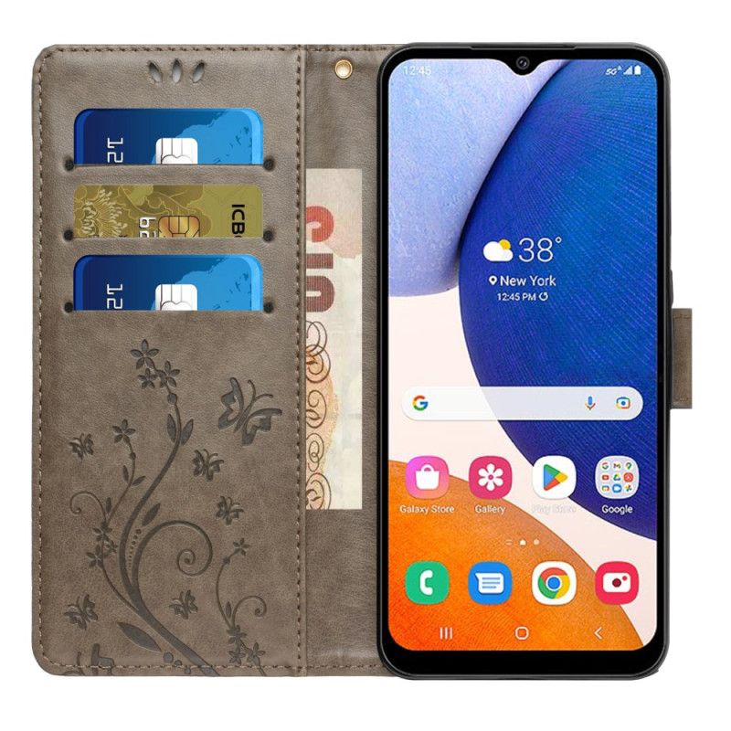 Kožený Kryt Na Samsung Galaxy A16 5g Květiny A Motýli