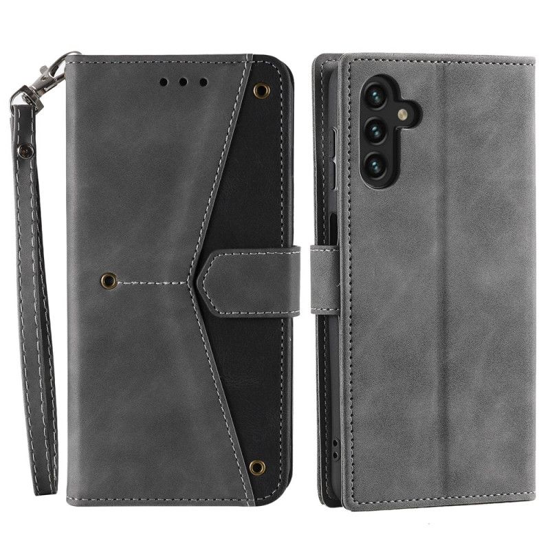 Kožený Kryt Samsung Galaxy A16 5g Dvoubarevná Magnetická Spona
