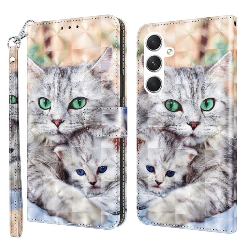 Kožený Kryt Samsung Galaxy A16 5g Dvě Tanga Kočky