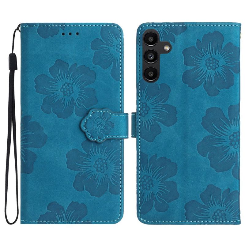 Kožený Kryt Samsung Galaxy A16 5g Květinový Design Popruhu