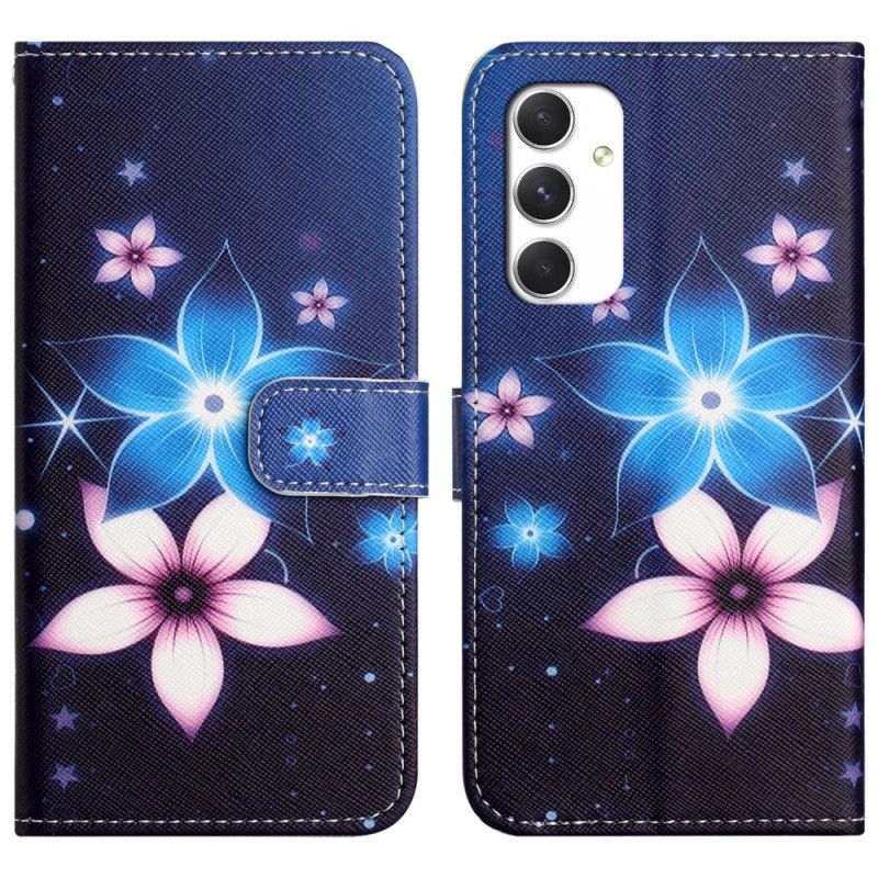 Kožený Kryt Samsung Galaxy A16 5g Měsíční Květiny
