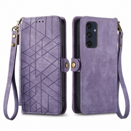 Kožený Kryt Samsung Galaxy A16 5g Peněženka S Geometrickým Vzorem