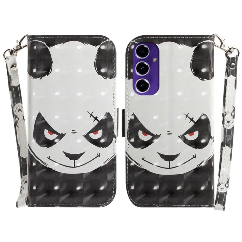 Kožený Kryt Samsung Galaxy A16 5g Rozzlobená Panda S Popruhem