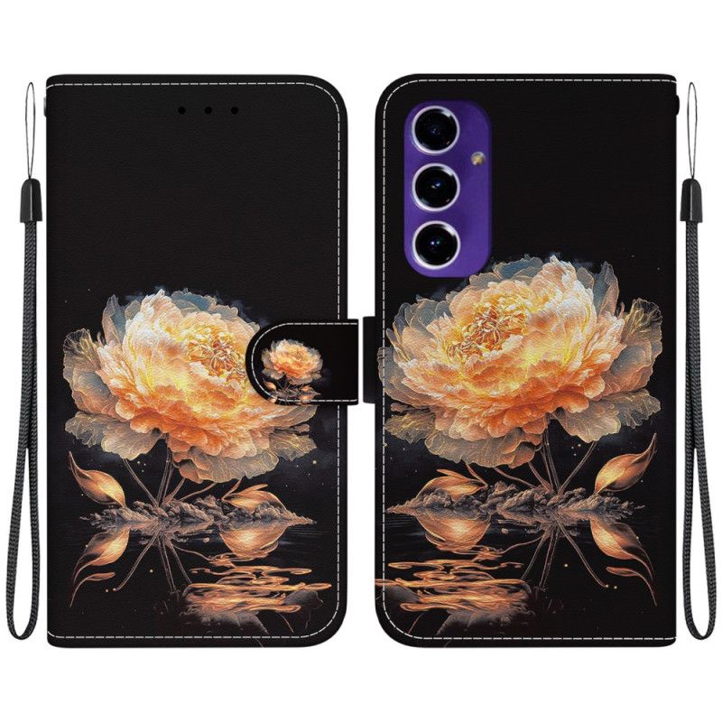 Kožený Kryt Samsung Galaxy A16 5g Zlatá Pivoňka